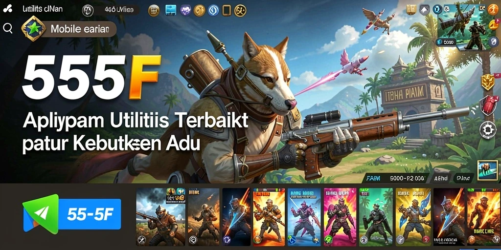 Tampilan antarmuka utama 555F dengan berbagai fitur utilitas.