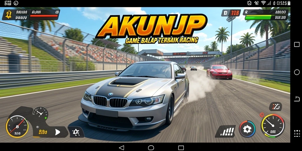 Tampilan gameplay AKUNJP yang seru saat balapan.