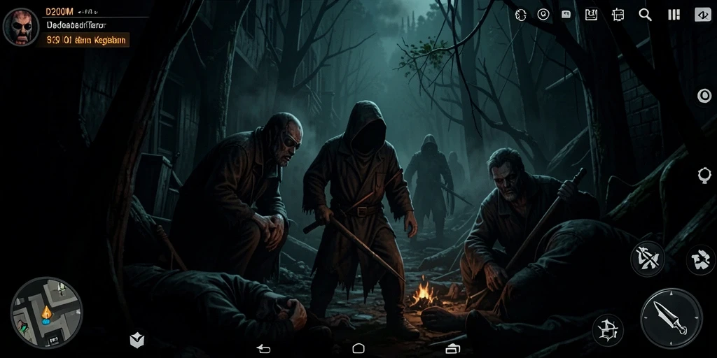 Tangkapan layar gameplay D200M menampilkan suasana horror yang mencekam.