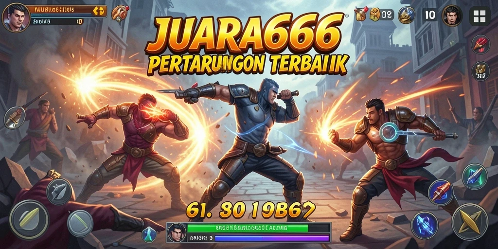 Gameplay JUARA666 yang intens dengan karakter beragam dan pertarungan mendebarkan.