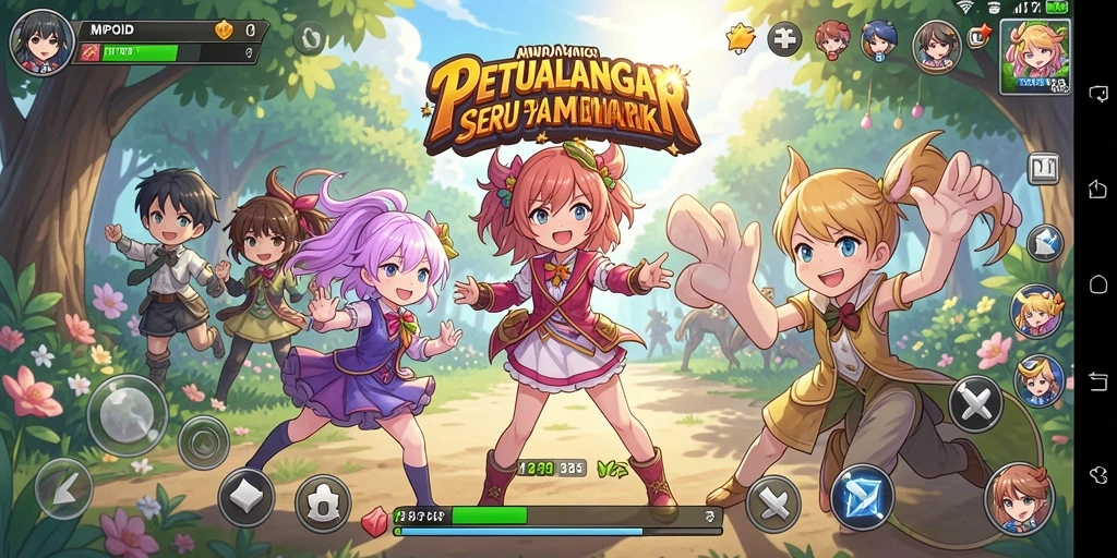 Tangkapan layar MPOID menampilkan karakter anime dalam aksi seru.