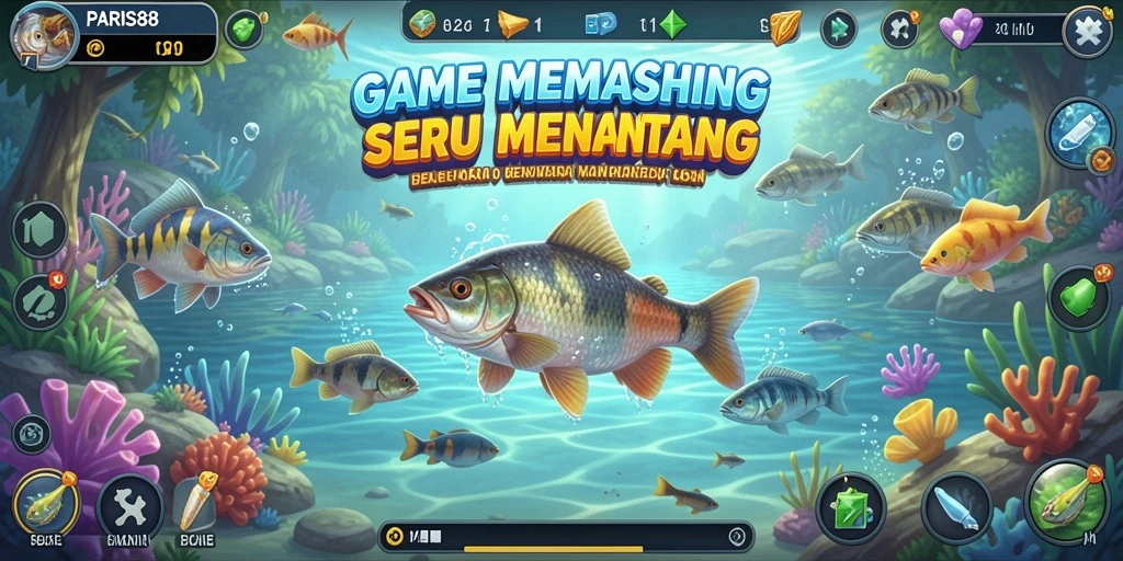 Gameplay PARIS88 menampilkan momen seru menangkap ikan di lokasi indah.