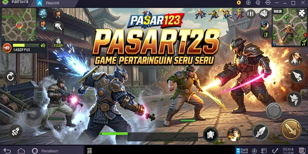 Screenshot gameplay PASAR123 menampilkan pertarungan mendebarkan di arena TPS.