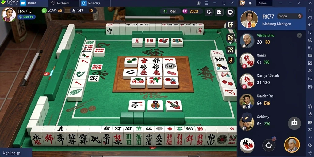Tampilan gameplay RK77 yang menampilkan strategi Mahjong yang menantang.