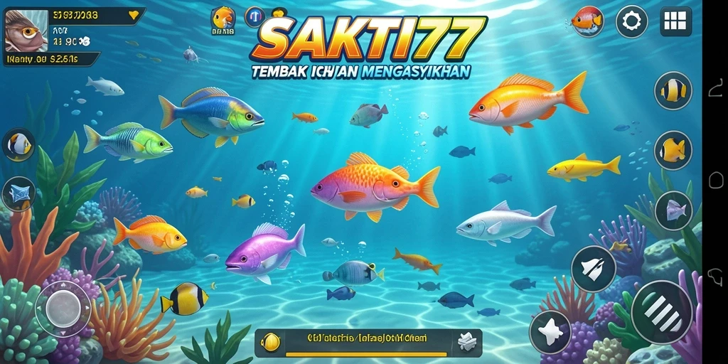 Tampilan gameplay SAKTI77 yang menarik dengan ikan berwarna-warni.