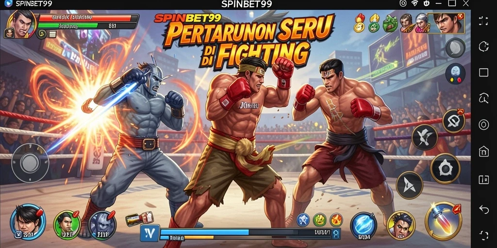 Screenshot gameplay SPINBET99 menampilkan aksi pertarungan yang mendebarkan.