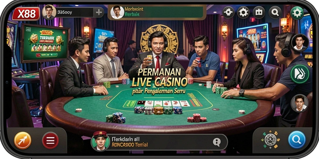Tampilan gameplay Live Casino yang menarik dan interaktif di X88.