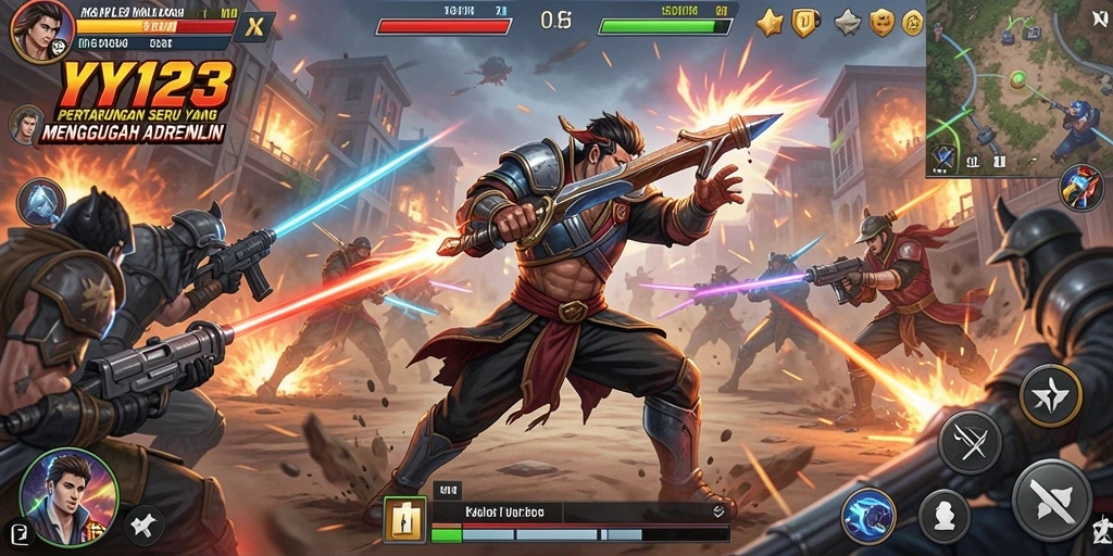 Tangkapan layar dari gameplay YY123 menampilkan aksi pertarungan yang mendebarkan.